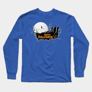 Halloween Witch Full Moon Pumpkin Scary Long Sleeve T-Shirt